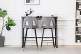 English Elm ,Akoya Collection Modern | Contemporary Velvet Upholstered Connor 28" Bar Stool & Counter Stools With Nailheads and Gold Tipped Black Metal Legs,Set Of 2 (Gray)