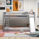 Hearth and Haven Ashburn Twin over Twin Bunk Bed with Convertible Slide and Ladder, Grey SM000213AAE-1