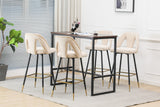 English Elm ,Akoya Collection Modern | Contemporary Velvet Upholstered Connor 28" Bar Stool & Counter Stools With Nailheads and Gold Tipped Black Metal Legs,Set Of 2 (Beige)