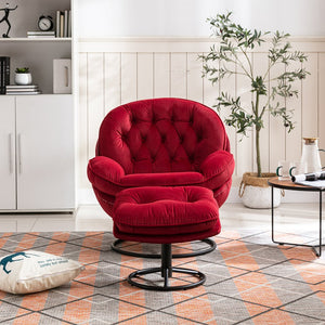 English Elm Accent Chair With Ottoman - Elegant Dark Red Velvet Tv Chair For Living Room & Cozy Spaces W676P232277