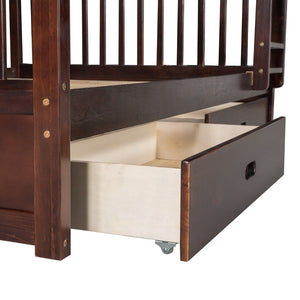 English Elm Full-over-full Bunk Bed with Dual Storage Drawers Solid Pine Kids Shared Bedroom Espresso LT000365AAP-1