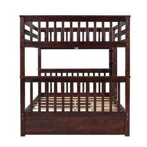English Elm Full-over-full Bunk Bed with Dual Storage Drawers Solid Pine Kids Shared Bedroom Espresso LT000365AAP-1