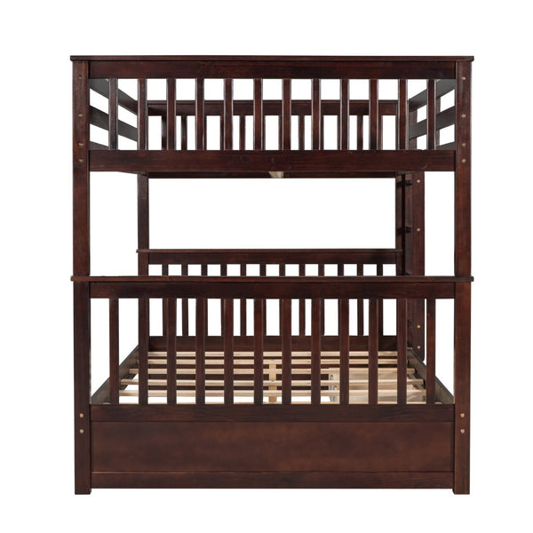 English Elm Full-over-full Bunk Bed with Dual Storage Drawers Solid Pine Kids Shared Bedroom Espresso LT000365AAP-1