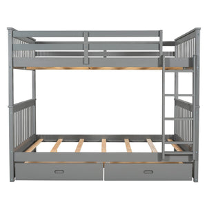 English Elm Full-over-full Bunk Bed with Dual Storage Drawers Solid Pine Kids Shared Bedroom Gray LT000365AAE-1