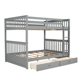 Hazel Full over Full Bunk Bed with Ladder and 2 Drawers, Grey