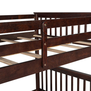 English Elm Full-over-full Bunk Bed with Dual Storage Drawers Solid Pine Kids Shared Bedroom Espresso LT000365AAP-1
