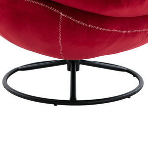 English Elm Accent Chair With Ottoman - Elegant Dark Red Velvet Tv Chair For Living Room & Cozy Spaces W676P232277