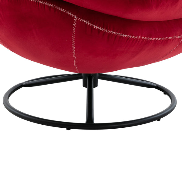 English Elm Accent Chair With Ottoman - Elegant Dark Red Velvet Tv Chair For Living Room & Cozy Spaces W676P232277
