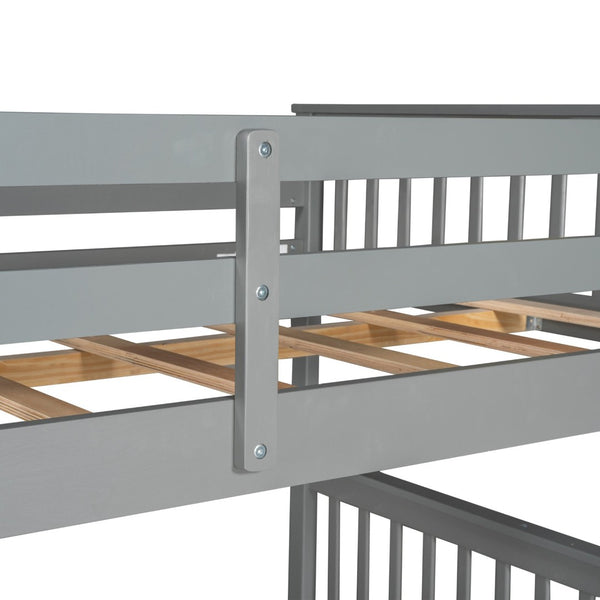 English Elm Full-over-full Bunk Bed with Dual Storage Drawers Solid Pine Kids Shared Bedroom Gray LT000365AAE-1