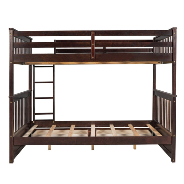 English Elm Full-over-full Bunk Bed with Dual Storage Drawers Solid Pine Kids Shared Bedroom Espresso LT000365AAP-1