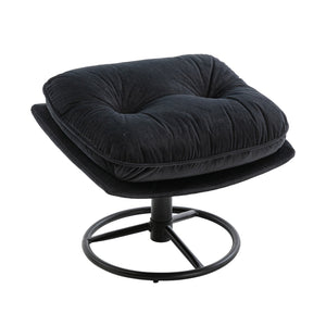 English Elm Accent Chair With Ottoman - Modern Black Velvet Swivel Seat For Living Room Comfort And Style W676P232282