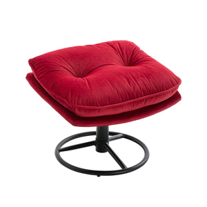 English Elm Accent Chair With Ottoman - Elegant Dark Red Velvet Tv Chair For Living Room & Cozy Spaces W676P232277