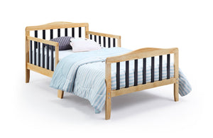 English Elm Twain Toddler Bed Solid Wood Frame with Safety Rails for Modern Nursery Rooms 30710-NAB
