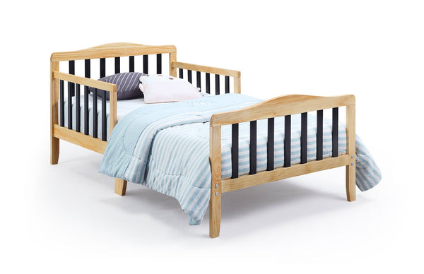English Elm Twain Toddler Bed Solid Wood Frame with Safety Rails for Modern Nursery Rooms 30710-NAB