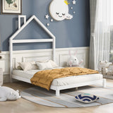 Hearth and Haven Platform Full Bed with House Shaped Headboard, White