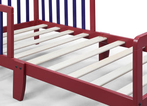 English Elm Twain Toddler Bed Solid Wood Low Profile Frame with Safety Rails for Kids Room 30710-RED