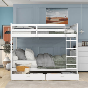 English Elm Full-over-full Bunk Bed with Dual Storage Drawers Solid Pine Kids Shared Bedroom LT000365AAK-1