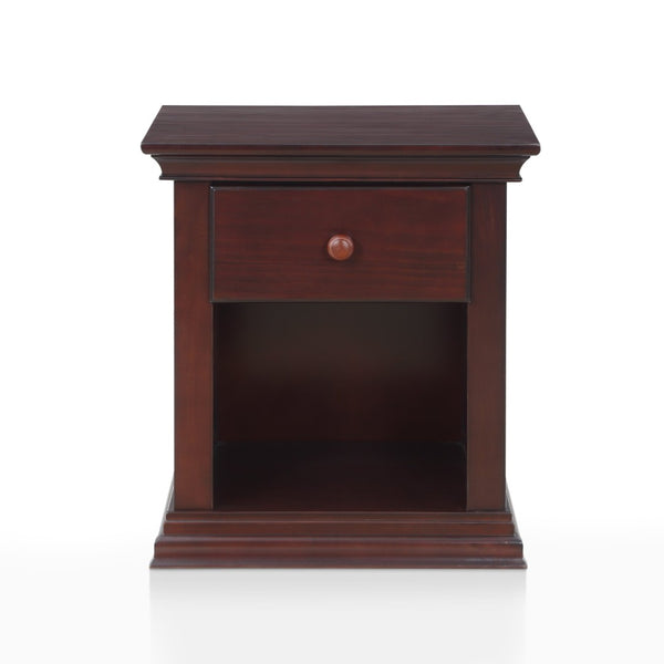 English Elm Universal Espresso Wood Nightstand with Open Shelf and Traditional Molding Detail 0002-ESP