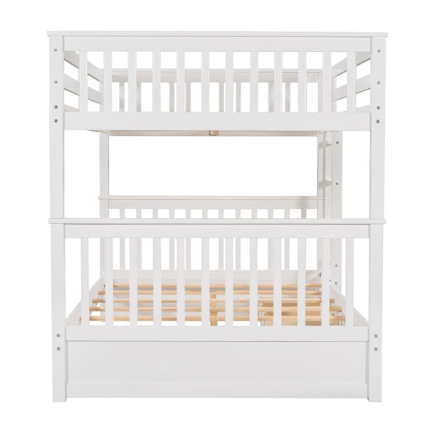 English Elm Full-over-full Bunk Bed with Dual Storage Drawers Solid Pine Kids Shared Bedroom LT000365AAK-1