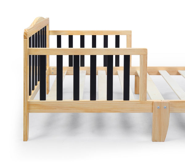 English Elm Twain Toddler Bed Solid Wood Frame with Safety Rails for Modern Nursery Rooms 30710-NAB