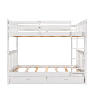 English Elm Full-over-full Bunk Bed with Dual Storage Drawers Solid Pine Kids Shared Bedroom LT000365AAK-1