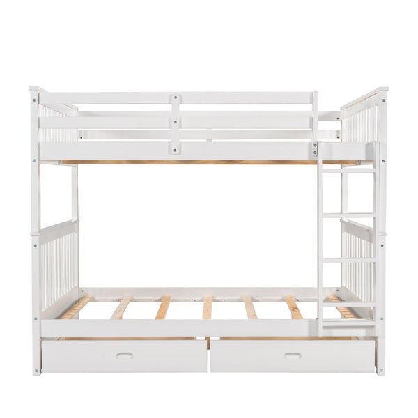 English Elm Full-over-full Bunk Bed with Dual Storage Drawers Solid Pine Kids Shared Bedroom LT000365AAK-1