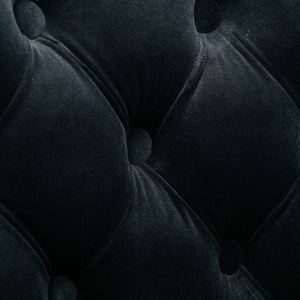 English Elm Swivel Velvet Barstool with Tufted Back and Ergonomic Waist Support, 25–33" Height, Chrome Base Black W1143P324532