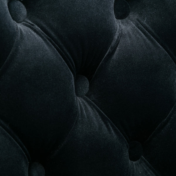 English Elm Swivel Velvet Tufted Barstools with Adjustable 25–33" Seat Height, 360° Chrome Base Luxury Black W1143P324532