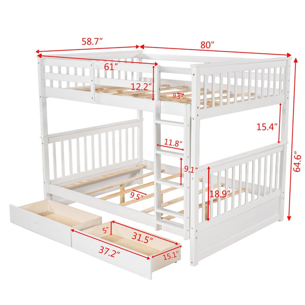English Elm Full-over-full Bunk Bed with Dual Storage Drawers Solid Pine Kids Shared Bedroom LT000365AAK-1