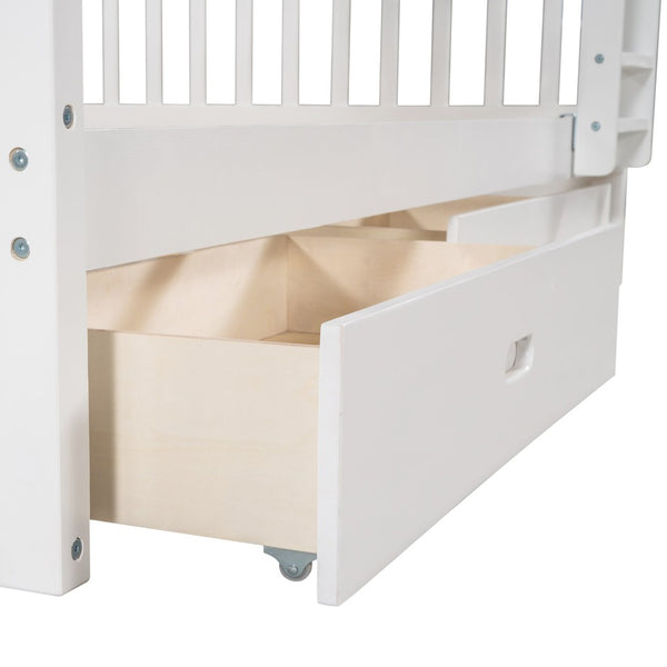 English Elm Full-over-full Bunk Bed with Dual Storage Drawers Solid Pine Kids Shared Bedroom LT000365AAK-1