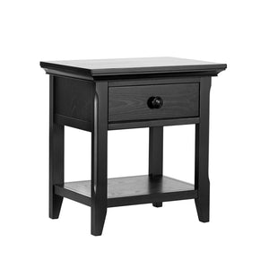 English Elm Overland Matte Black Nightstand Bold Upright Profile for Contemporary Bedroom Storage 11102-FBK