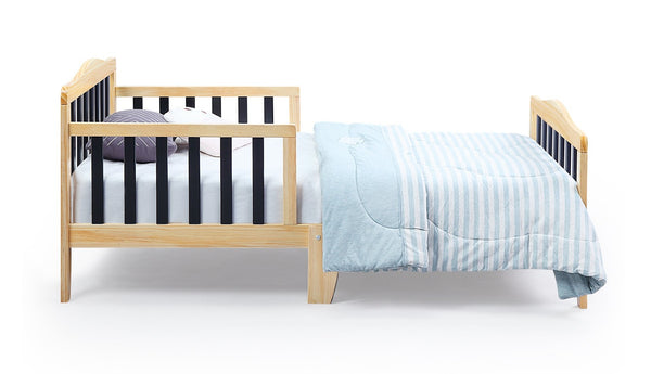 English Elm Twain Toddler Bed Solid Wood Frame with Safety Rails for Modern Nursery Rooms 30710-NAB