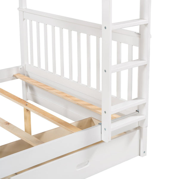 English Elm Full-over-full Bunk Bed with Dual Storage Drawers Solid Pine Kids Shared Bedroom LT000365AAK-1