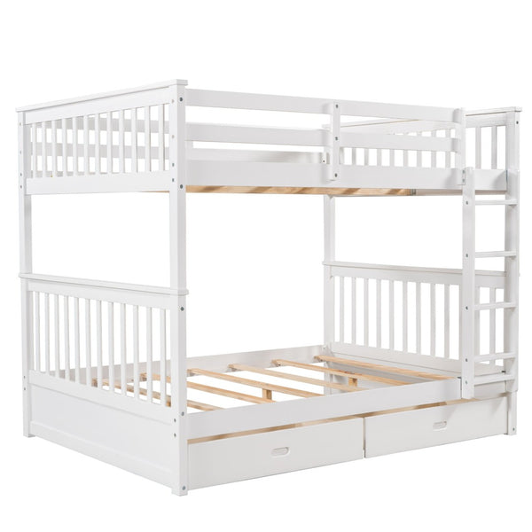English Elm Full-over-full Bunk Bed with Dual Storage Drawers Solid Pine Kids Shared Bedroom LT000365AAK-1