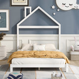 Hearth and Haven Platform Full Bed with House Shaped Headboard, White
