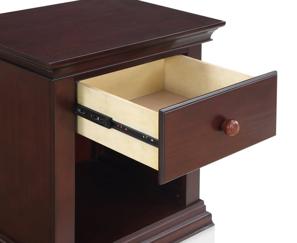 English Elm Universal Espresso Wood Nightstand with Open Shelf and Traditional Molding Detail 0002-ESP