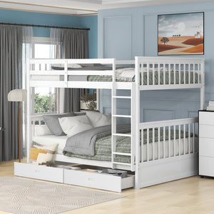 English Elm Full-over-full Bunk Bed with Dual Storage Drawers Solid Pine Kids Shared Bedroom LT000365AAK-1