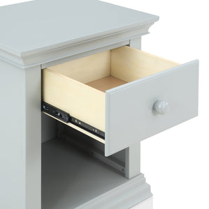 English Elm Universal Gray Nightstand Solid Wood Traditional Molding with Drawer and Open Shelf 0002-GRY