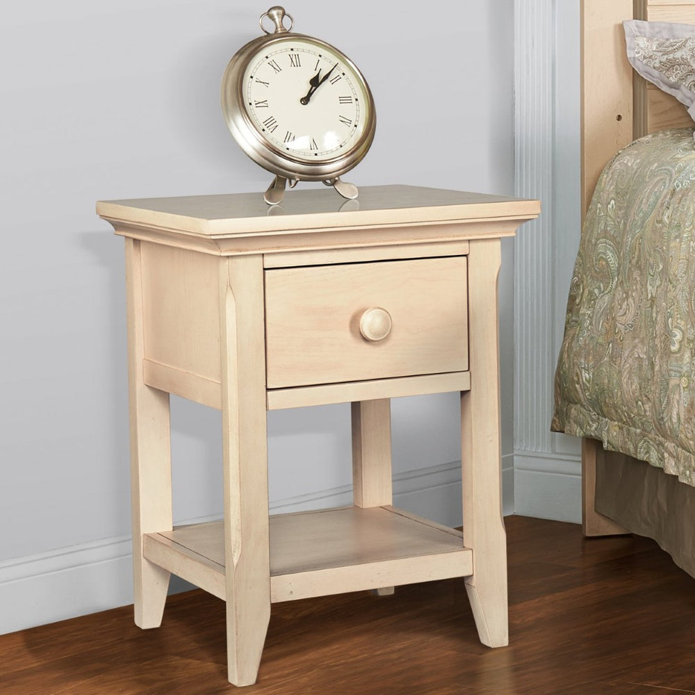 English Elm Overland Matte Sandstone Nightstand Low Profile Bedside Table for Modern Bedrooms 11102-SDS