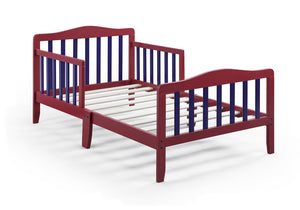 English Elm Twain Toddler Bed Solid Wood Low Profile Frame with Safety Rails for Kids Room 30710-RED