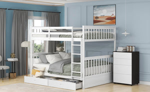 English Elm Full-over-full Bunk Bed with Dual Storage Drawers Solid Pine Kids Shared Bedroom LT000365AAK-1