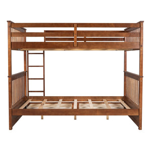 English Elm Full-over-full Bunk Bed with Dual Storage Drawers Solid Pine Kids Shared Bedroom Walnut LT000365AAD-1