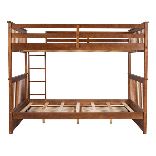 English Elm Full-over-full Bunk Bed with Dual Storage Drawers Solid Pine Kids Shared Bedroom Walnut LT000365AAD-1