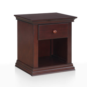English Elm Universal Espresso Wood Nightstand with Open Shelf and Traditional Molding Detail 0002-ESP
