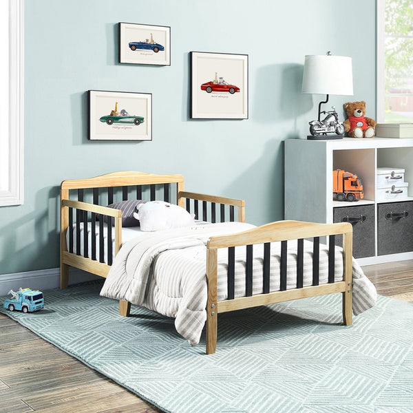 English Elm Twain Toddler Bed Solid Wood Frame with Safety Rails for Modern Nursery Rooms 30710-NAB
