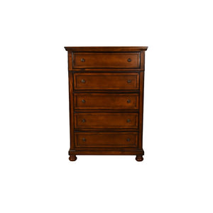 English Elm Baltimore Transitional Dark Walnut 5-Pc Storage Bedroom Set — 7-Drawer Dresser, Mirror, Nightstand, Chest (Durable, Felt/Cedar-Lined) 808857580894