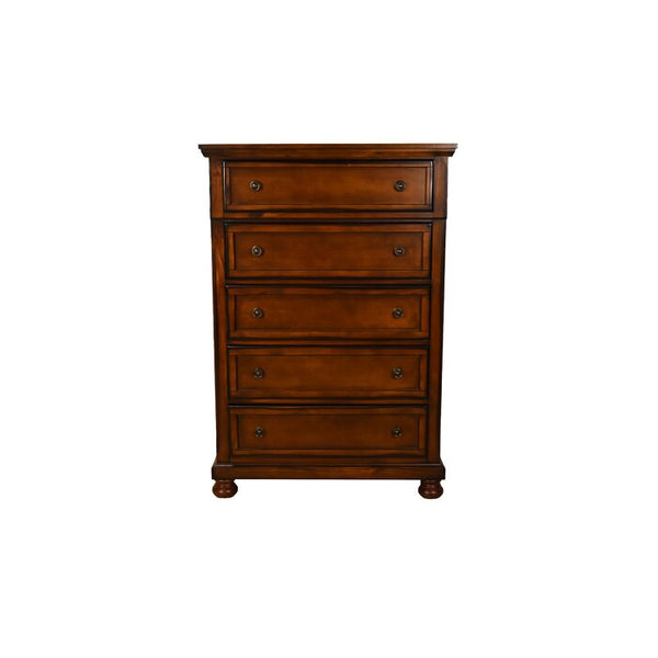 English Elm Baltimore Transitional Dark Walnut 5-Pc Storage Bedroom Set — 7-Drawer Dresser, Mirror, Nightstand, Chest (Durable, Felt/Cedar-Lined) 808857580894