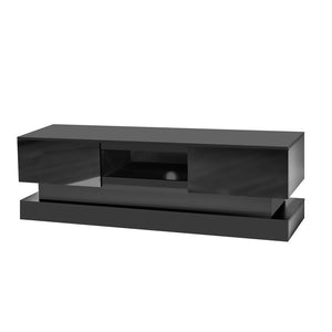 English Elm 51.18inch White High Gloss Tv Stand with Rgb Led Lighting and Dual Storage Drawers W67963291