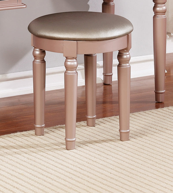 English Elm Bedroom Rose Gold Vanity Set with Foldable Triple Mirror, Plush Stool & 5 Drawers for Luxury Storage HS00F4060-ID-AHD