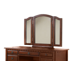 English Elm Bedroom Vanity Set Vintage Hollywood Champagne Finish Foldable Mirror Stool Drawer Storage Glamour HS00F4071-ID-AHD
